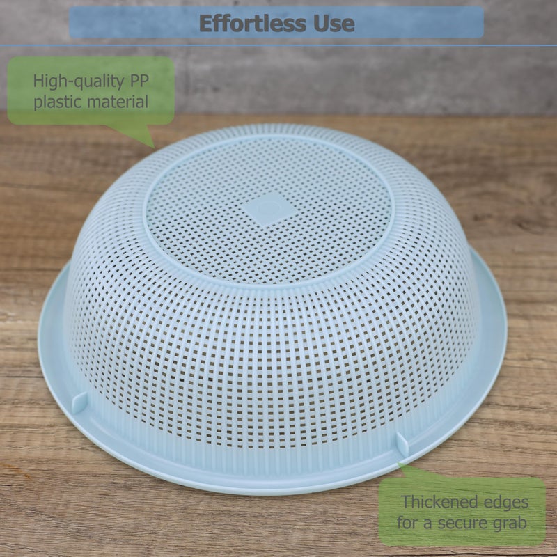 EIKS 3 Pack Plastic Colander Baskets Mesh Sieve for Rinsing Draining and Air Drying Vegetables Fruits Berries Salad, Diameter 10-inch - Image 5