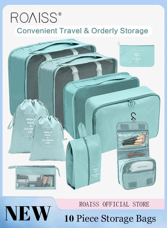roaiss 10 PCS Compression Packing Cubes for Men and Women Lightweight Travel Luggage Organizer for Clothes Shoes Toiletries or Accessories Large Capacity Moisture Proof Storage Bags for Carry on Suitcases - Image 1