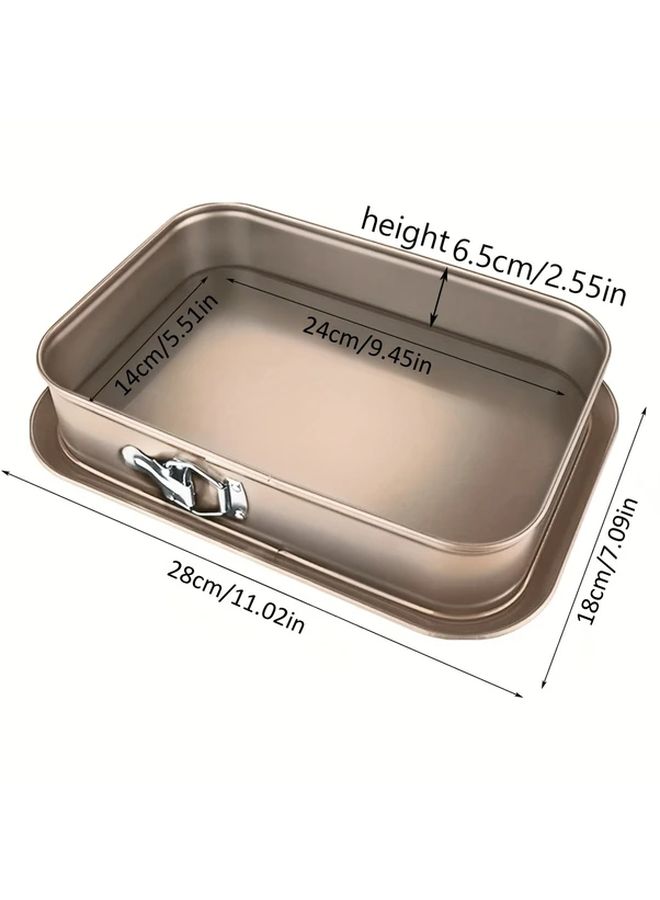 KVAGO Nonstick Springform Cake Pan With Removable Bottom Large Rectangle Cheesecake Ice Cream Bakeware Easy Clean Carbon Steel Golden 9.45 Inch Length 5.5 Inch Width 2.55 Inch Height For Birthday Cakes Pies Deep Dish Pizza - Image 2