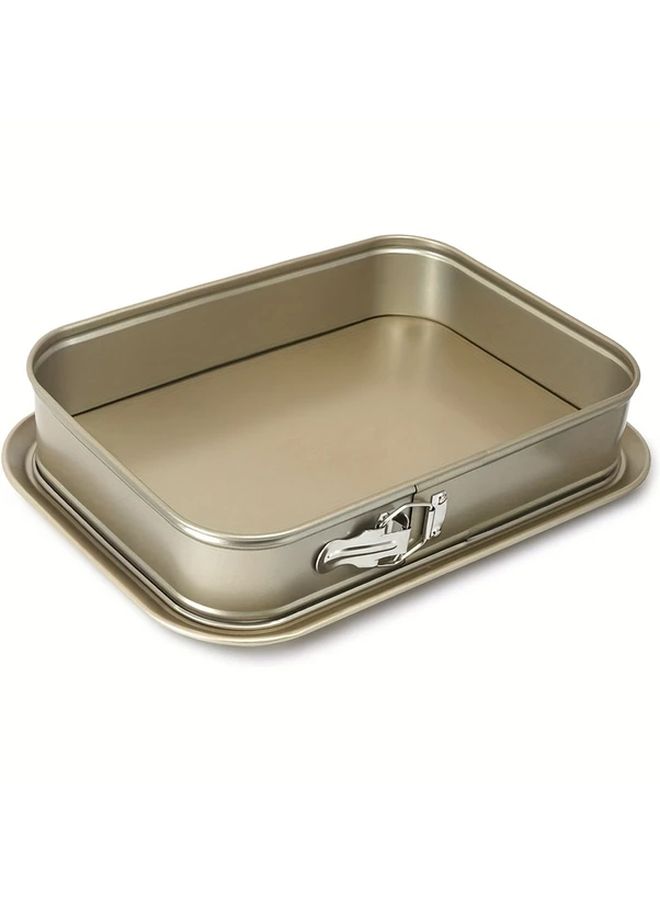 KVAGO Nonstick Springform Cake Pan With Removable Bottom Large Rectangle Cheesecake Ice Cream Bakeware Easy Clean Carbon Steel Golden 9.45 Inch Length 5.5 Inch Width 2.55 Inch Height For Birthday Cakes Pies Deep Dish Pizza - Image 1