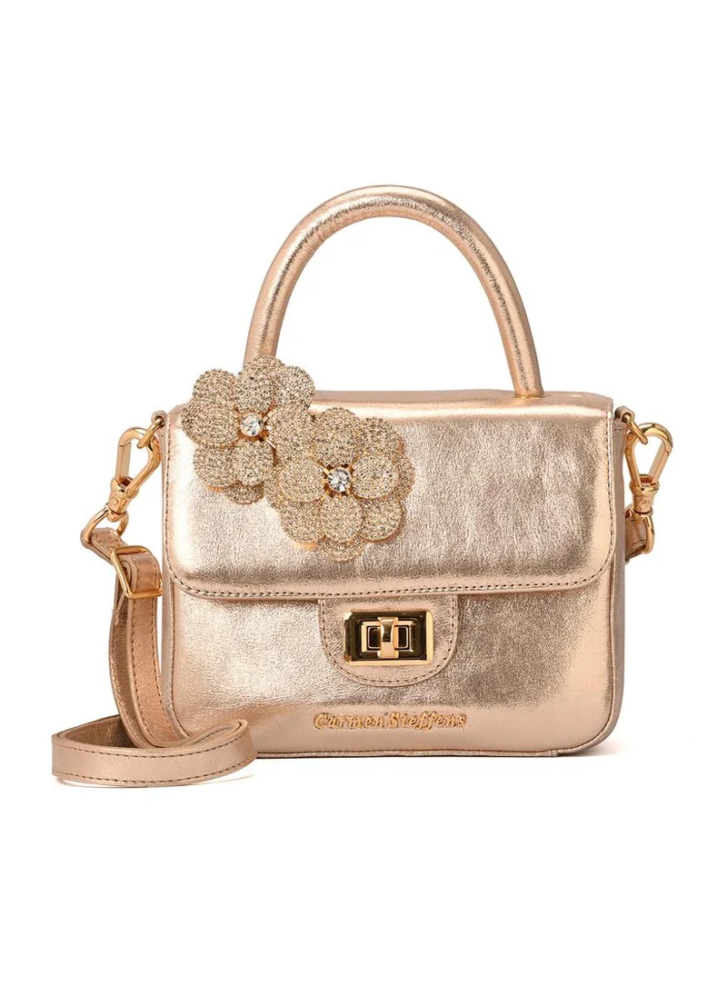 كارمن ستيفنز حقيبة بمقبض علوي زهرة ذهبية