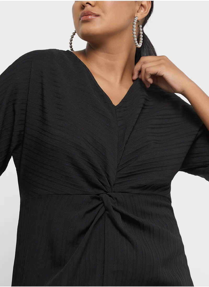 جينجر بلس Ribbed Knitted Midi Dress