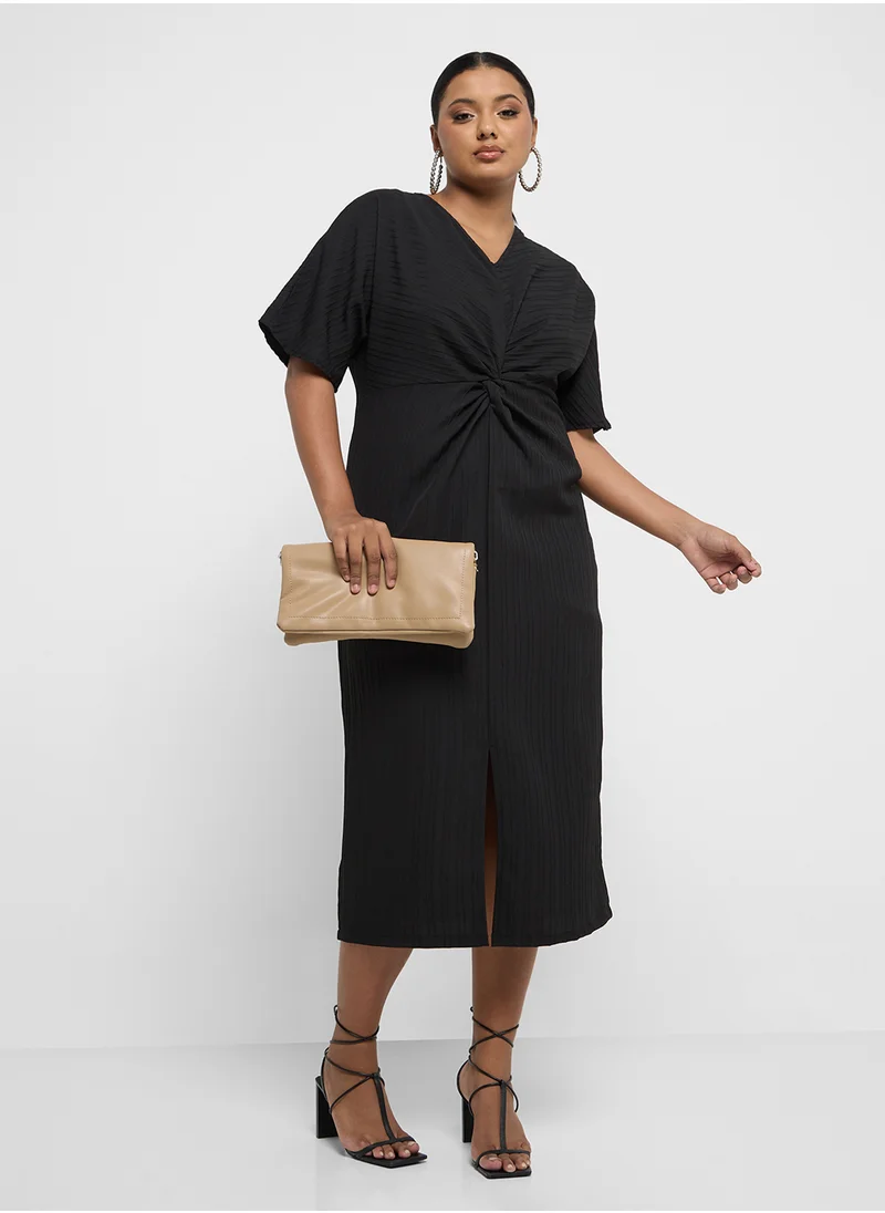 جينجر بلس Ribbed Knitted Midi Dress