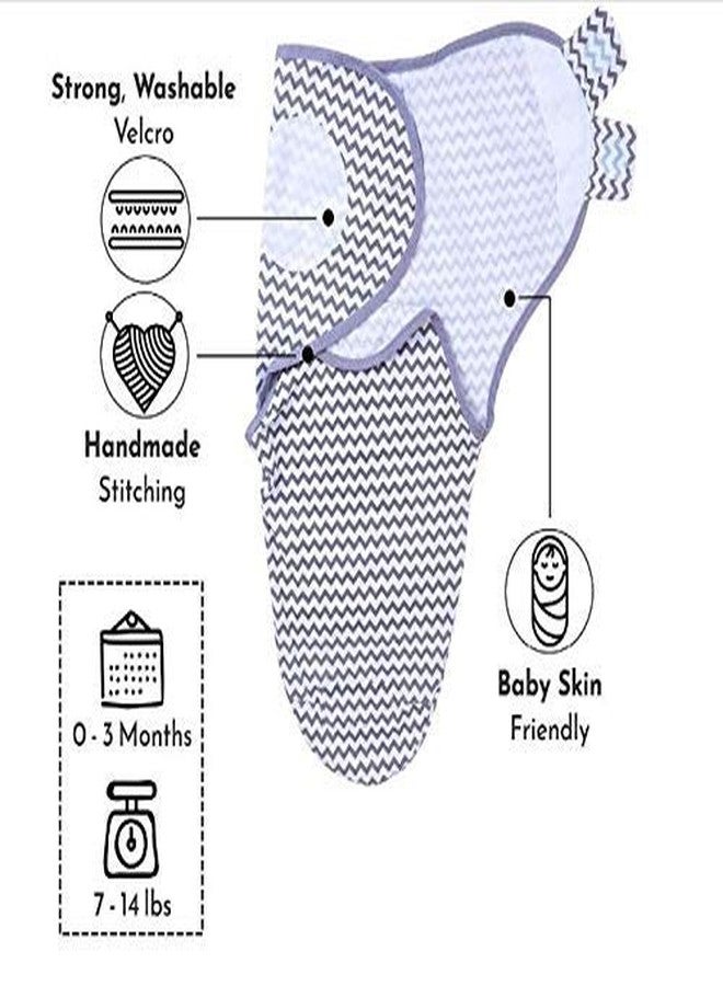 PEUBUD ® Baby's Pure Cotton Soft Swaddlers/Wrap/Sleeping Bag/Wrapper Envelope Swaddle Adjustable (0-3 Months, Multicolour) - Pack of 2 - Image 3