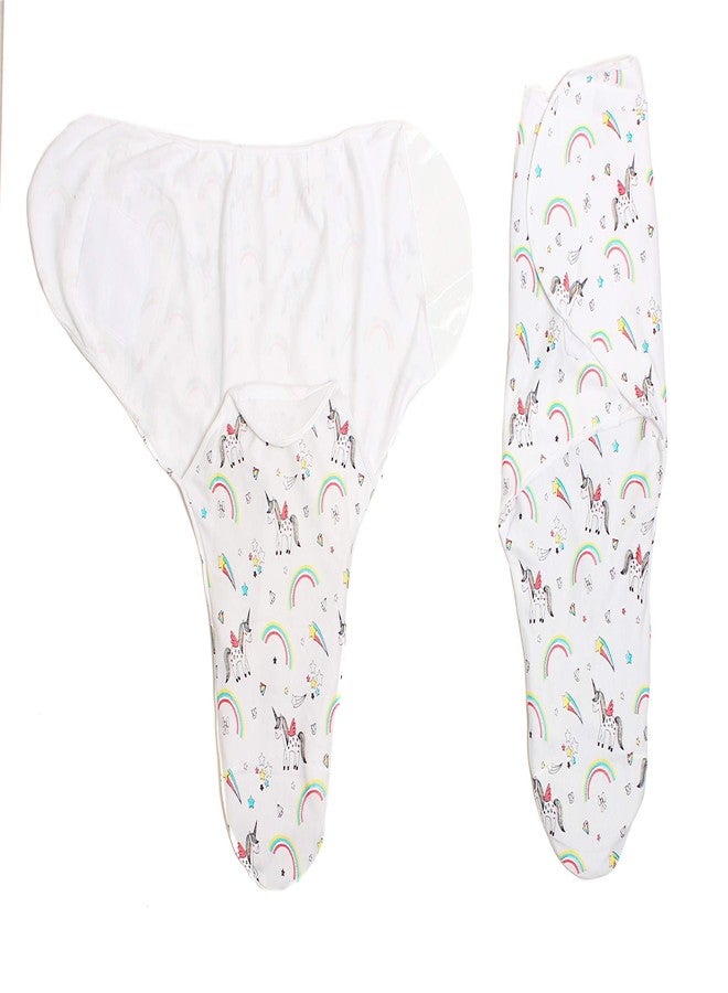 PEUBUD ® Baby's Pure Cotton Soft Swaddlers/Wrap/Sleeping Bag/Wrapper Envelope Swaddle Adjustable (0-3 Months, Multicolour) - Pack of 2 - Image 1