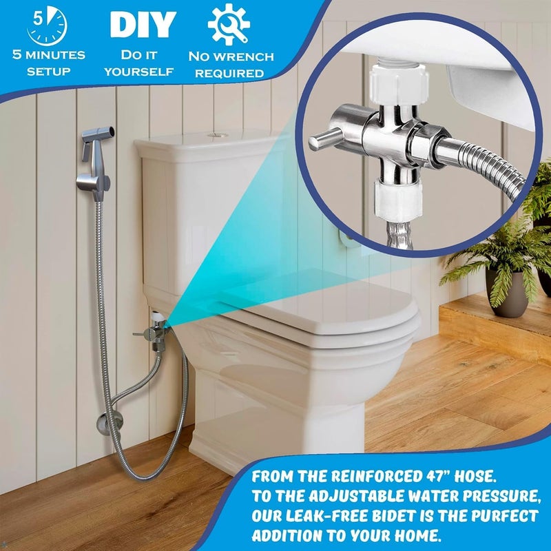 Avaby Premium Bidet Sprayer - Handheld Bide Jet Spray for Toilet | Adjustable Water Pressure | Leak-Proof Stainless Steel Toilet Bedit Sprayer | Muslim Shower | Cloth Diaper Washer | Bathroom Bidet - Image 3