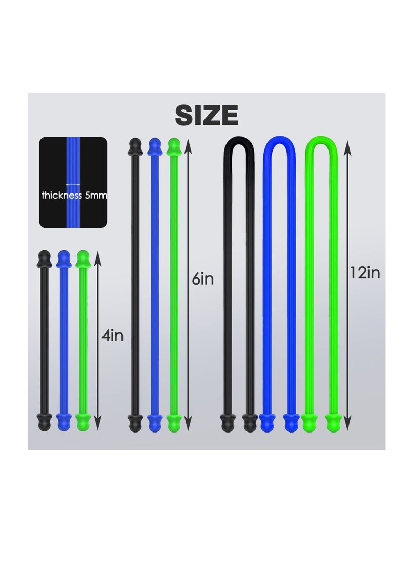 Generic - Silicone Twist Ties, Steel-Core Rubber Twist Tie Set for Cords, Cables, and Gear Organization, Reusable and Versatile Cable Ties for Wire Management(Set of 9) - Image 1