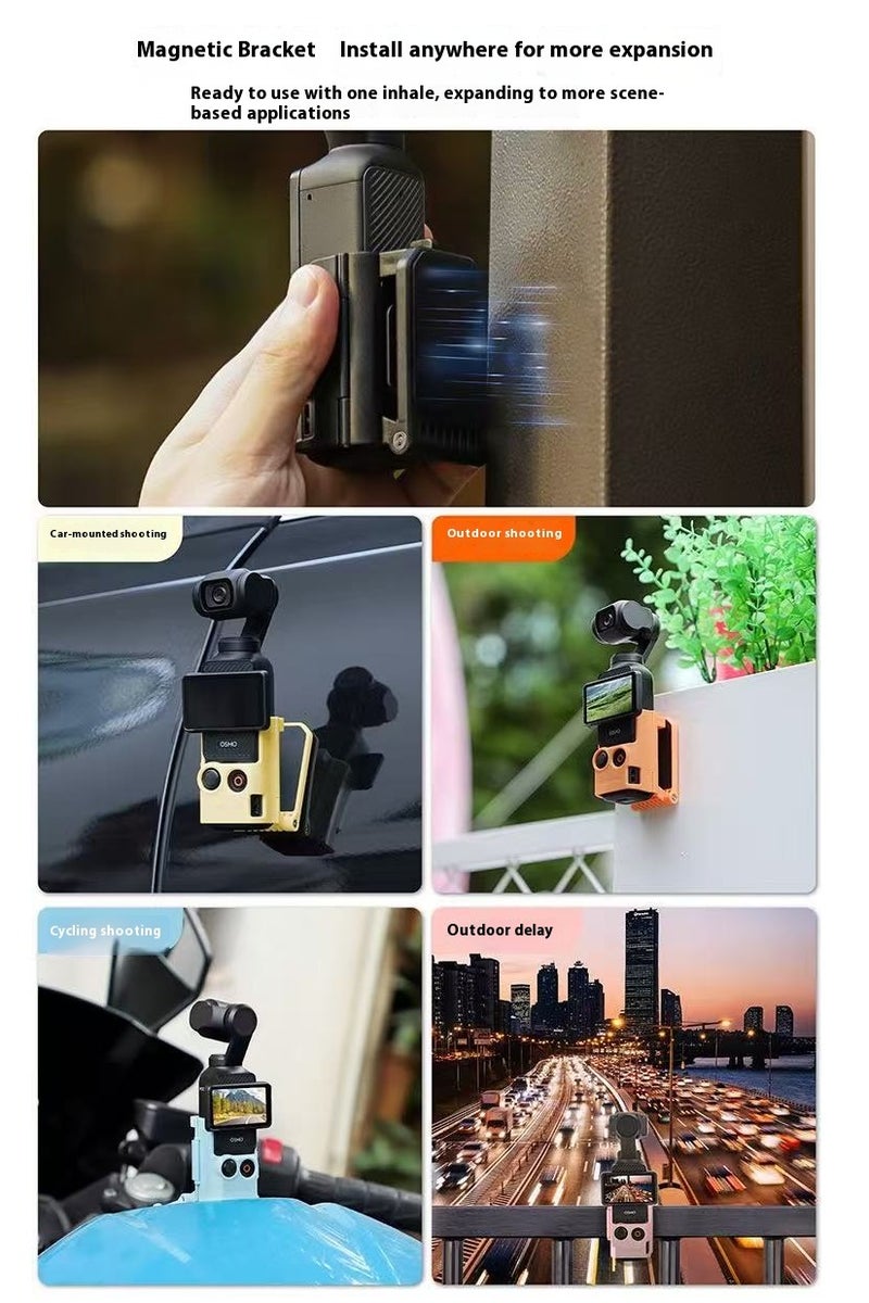 سني لايف Sunnylife DJI Osmo Pocket 3 قاعدة حامل مغناطيسية قابلة لتعديل الزاوية، قاعدة سطح مكتب متعددة الوظائف (أسود) - Image 4