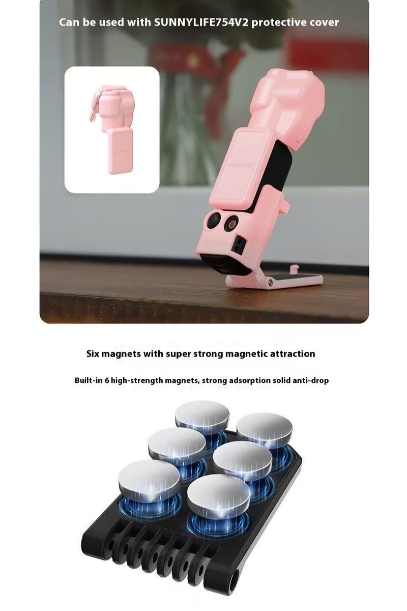 سني لايف Sunnylife DJI Osmo Pocket 3 قاعدة حامل مغناطيسية قابلة لتعديل الزاوية، قاعدة سطح مكتب متعددة الوظائف (أسود) - Image 5