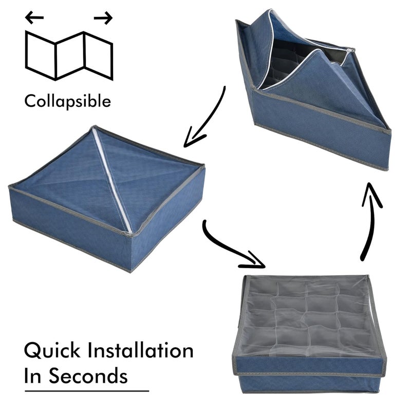 Yellow Weaves Yellow Weaves fabric Undergarments OrganizerFoldable Storage Box with Lid Color Blue - Image 3