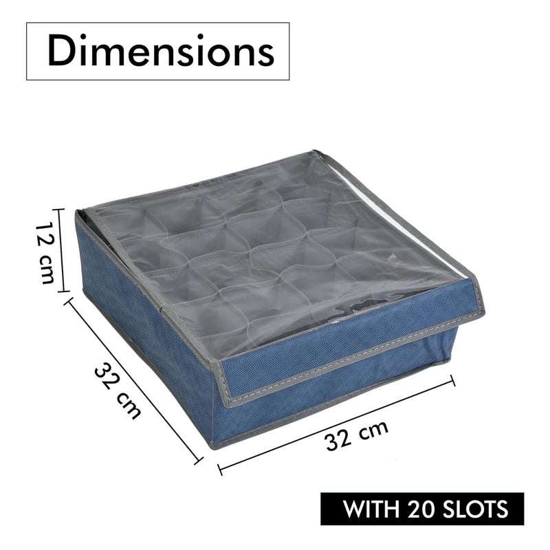 Yellow Weaves Yellow Weaves fabric Undergarments OrganizerFoldable Storage Box with Lid Color Blue - Image 4