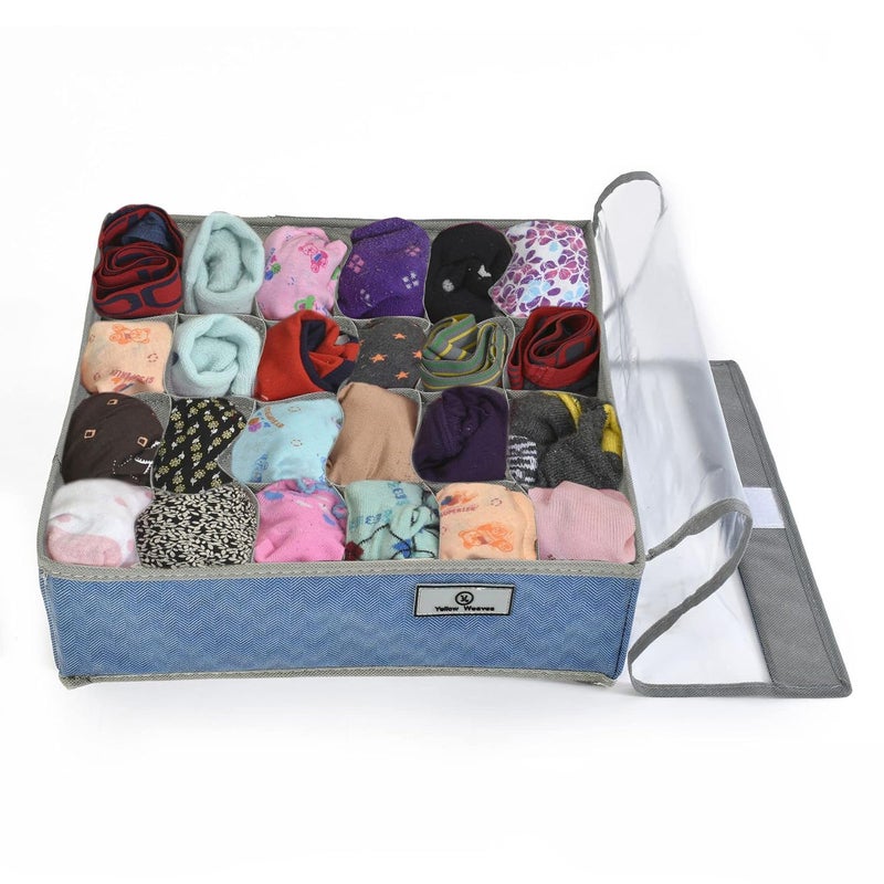 Yellow Weaves Yellow Weaves fabric Undergarments OrganizerFoldable Storage Box with Lid Color Blue - Image 1