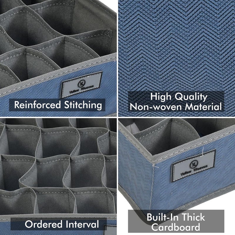 Yellow Weaves Yellow Weaves fabric Undergarments OrganizerFoldable Storage Box with Lid Color Blue - Image 2