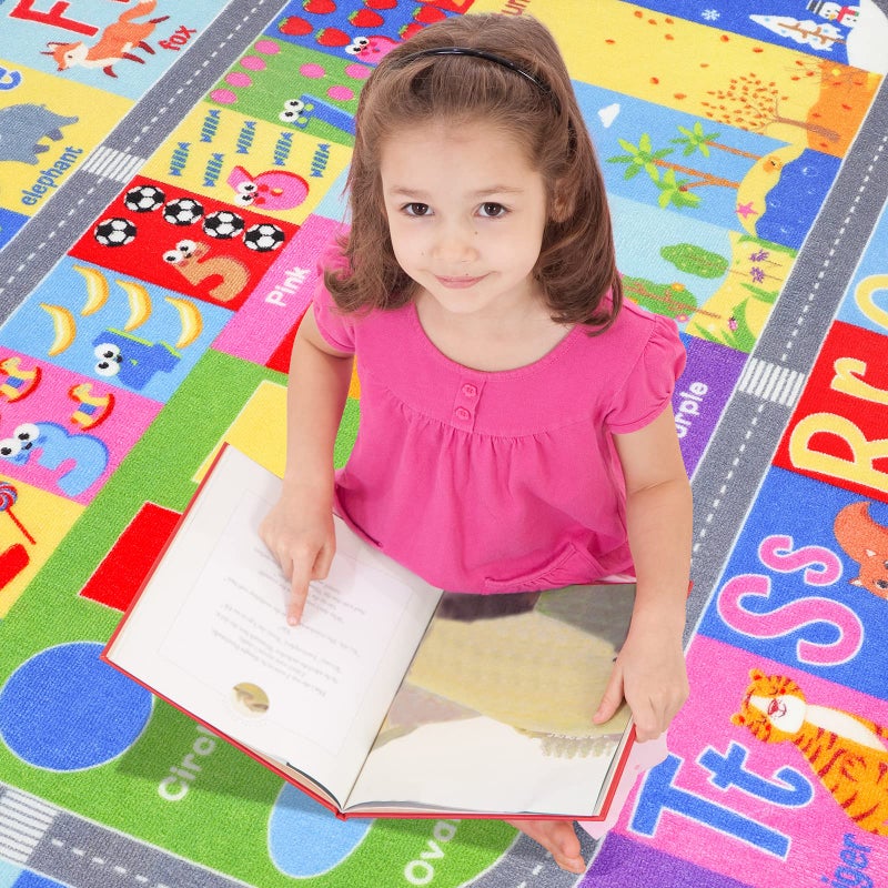 HOMORE Kids Educational Rug, Kids Collection Area Rug for Learning Alphabet, Numbers, Colors, Season and Animal Words, Playmat for Classroom Playroom, 4x6 Feet - Image 3