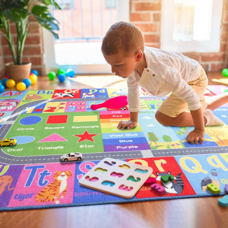 HOMORE Kids Educational Rug, Kids Collection Area Rug for Learning Alphabet, Numbers, Colors, Season and Animal Words, Playmat for Classroom Playroom, 4x6 Feet - Image 4