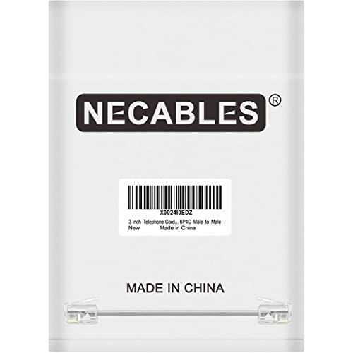 NECABLES 3 Inch Short Telephone Cord Phone Cable Wall Phone Cord for Landline RJ11 6P4C Male to Male - Image 5