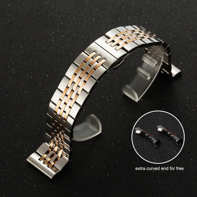 Y&D 12mm to 24mm Seven Beads Solid Stainless Steel Watch Band – Classic Metal Strap Replacement for Apple Watch with 7 Links - Image 1