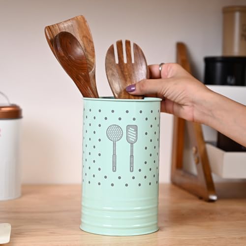 MARKET 99 ﻿Market99 Green Metal Cutlery Holder Box | Multi-Purpose Tableware Organizer for Spoon, Knife, Fork & Chopstick | Sturdy Kitchen Storage & for Dining Table, Countertop & Everyday Utensil Management - Image 5