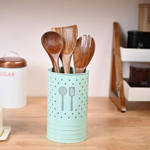 MARKET 99 ﻿Market99 Green Metal Cutlery Holder Box | Multi-Purpose Tableware Organizer for Spoon, Knife, Fork & Chopstick | Sturdy Kitchen Storage & for Dining Table, Countertop & Everyday Utensil Management - Image 2