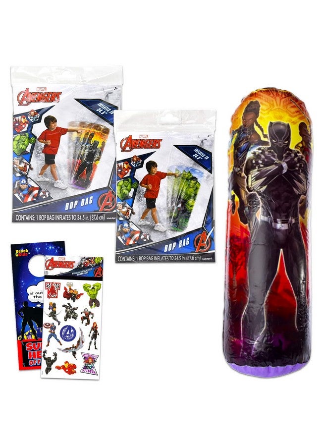 MARVEL Marvel Black Panther and Hulk Bop Bag for Kids - Bundle with Black Panther and Hulk Punching Bag for Outdoor Play Plus Avengers Stickers, More | Marvel Punching Toy for Kids - Image 1