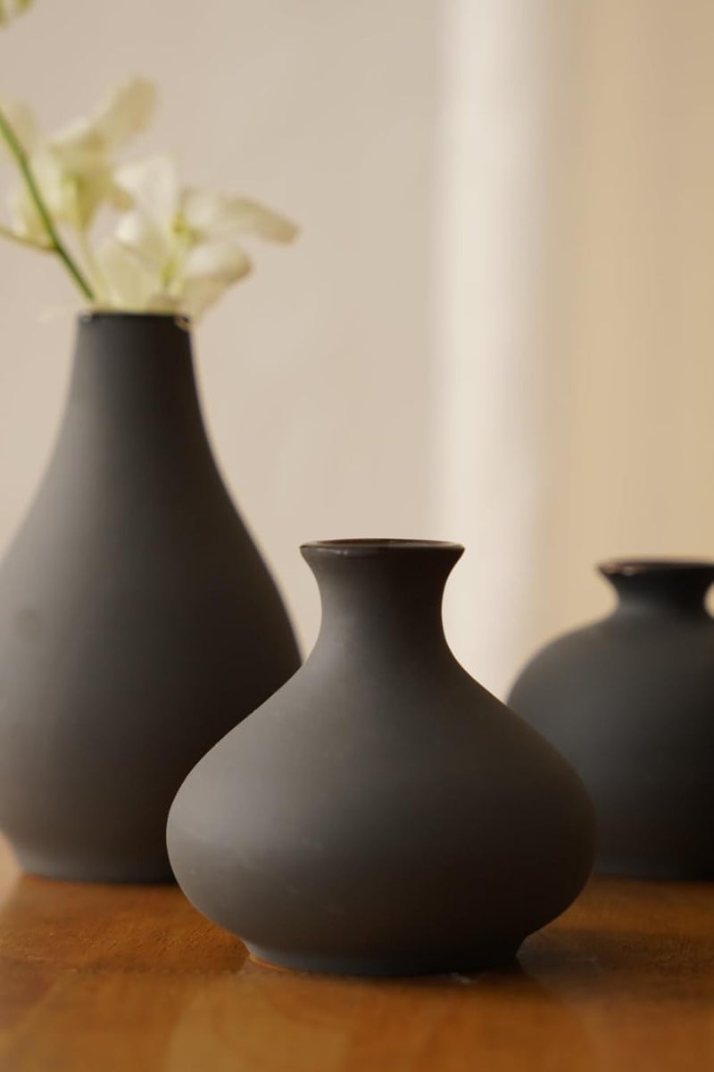 PUREZENTO Black Japanese Ikebana Vase Set of 5 Unique Geometric Shapes Vase for Decor Centerpiece Showpiece Decorative Vases for Home Living Room Office Tabletop Decorations - Image 4