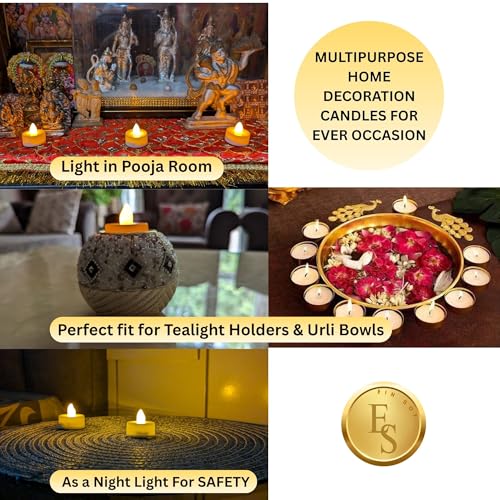 Ein Sof Led Tealight Candles for Home Decoration Set of 12 Pcs - Plastic, Smokeless, Battery Operated & Flameless Lights with On/Off Switch (Warm White) - Image 5