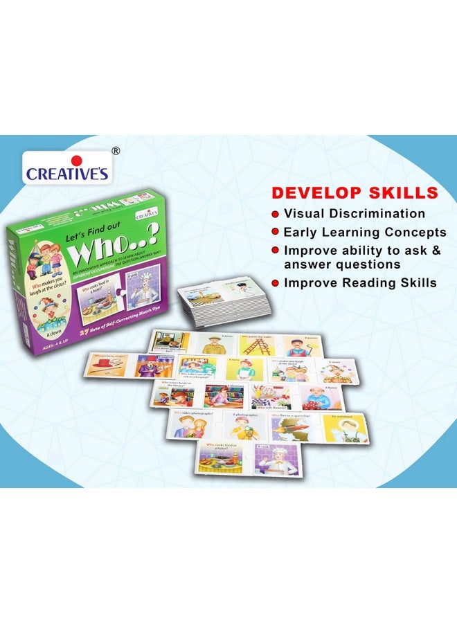 Creative's Let'S Find Out-Who | Wh Question Series | Self-Correcting Match Ups Game | Who Is The Part Of What, When, Where, Why, How Series | Learning Educational Puzzles | Game For Ages 4 & Up - Image 5