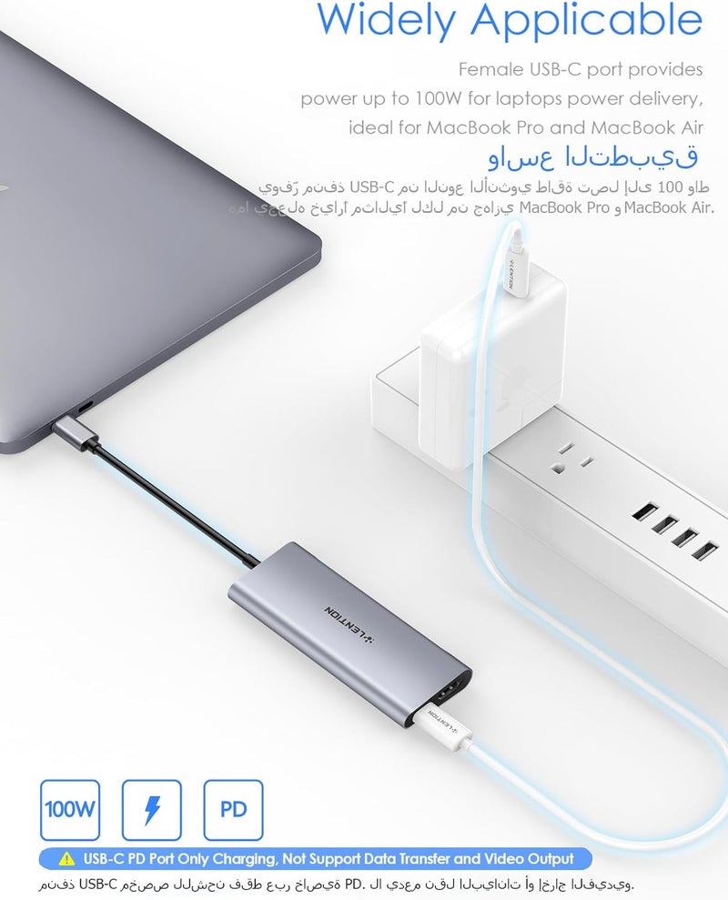 Lention USB C Hub Multiport with 4K HDMI, 100W PD, 4 USB 3.0, Type C Charging Compatible with 2025-2016 MacBook Pro, New Mac Air & Surface, Chromebook, More, Stable Driver Adapter (CB-C35, Space Gray) - Image 2