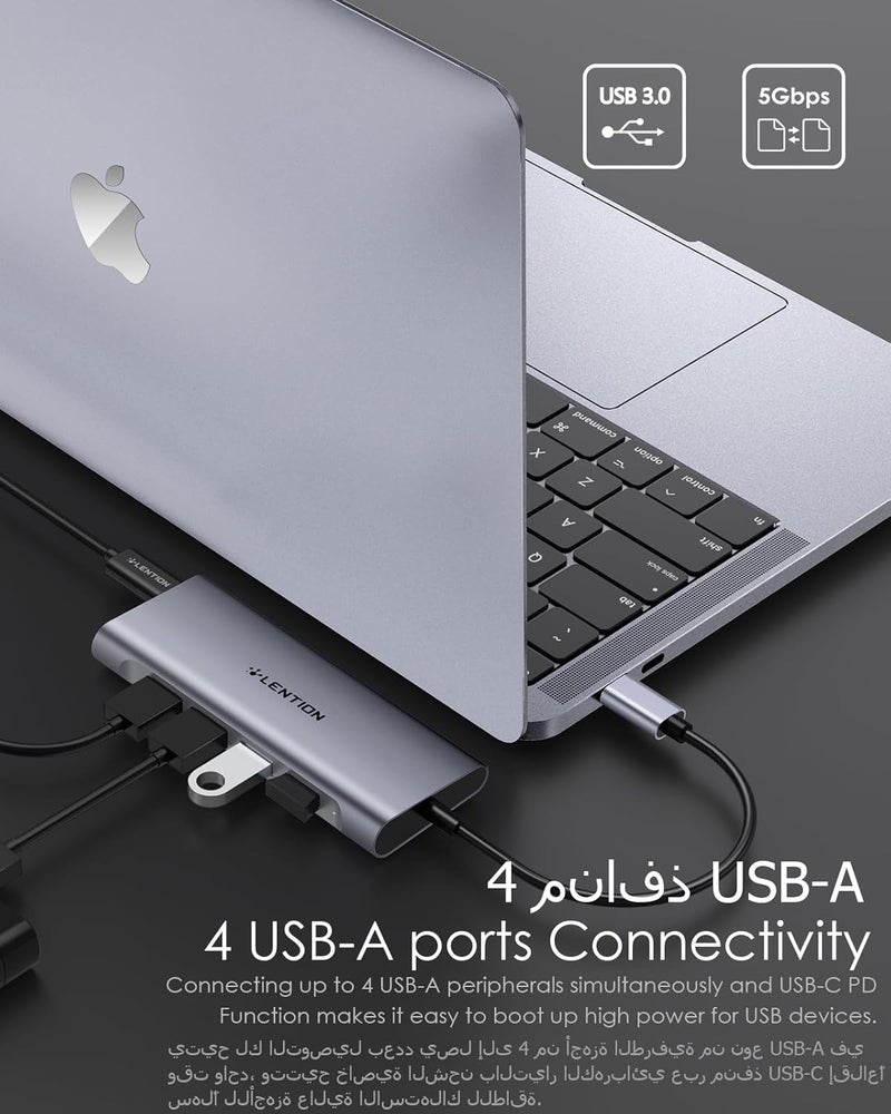 Lention USB C Hub Multiport with 4K HDMI, 100W PD, 4 USB 3.0, Type C Charging Compatible with 2025-2016 MacBook Pro, New Mac Air & Surface, Chromebook, More, Stable Driver Adapter (CB-C35, Space Gray) - Image 4
