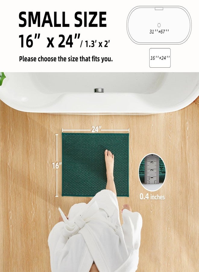 TYUU Bathroom Rugs Non Slip Washable, Super Absorbent Thin Bath Mat Small Quick Dry Low Pile Bathroom Rug, Dark Green 16"x24" - Image 2