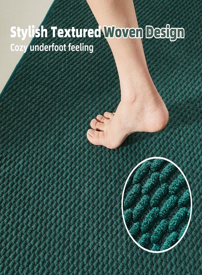 TYUU Bathroom Rugs Non Slip Washable, Super Absorbent Thin Bath Mat Small Quick Dry Low Pile Bathroom Rug, Dark Green 16"x24" - Image 3