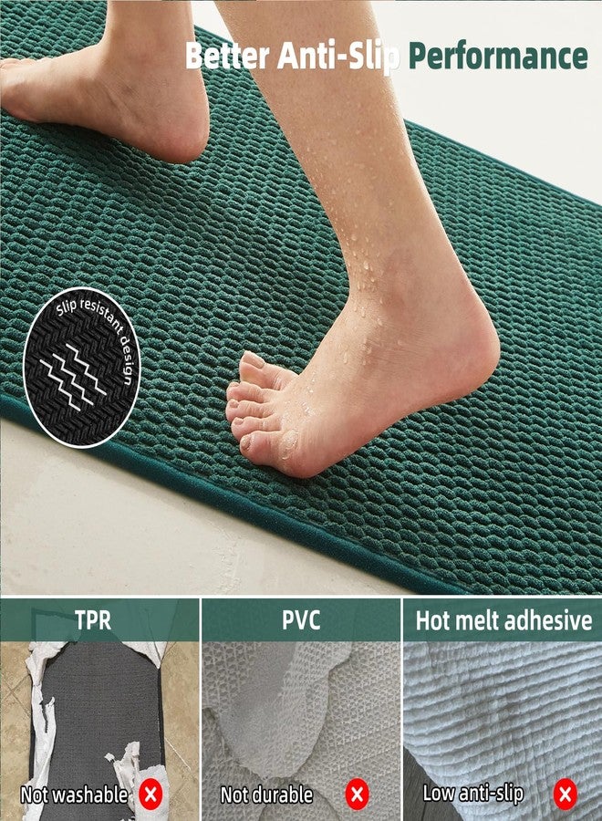 TYUU Bathroom Rugs Non Slip Washable, Super Absorbent Thin Bath Mat Small Quick Dry Low Pile Bathroom Rug, Dark Green 16"x24" - Image 4