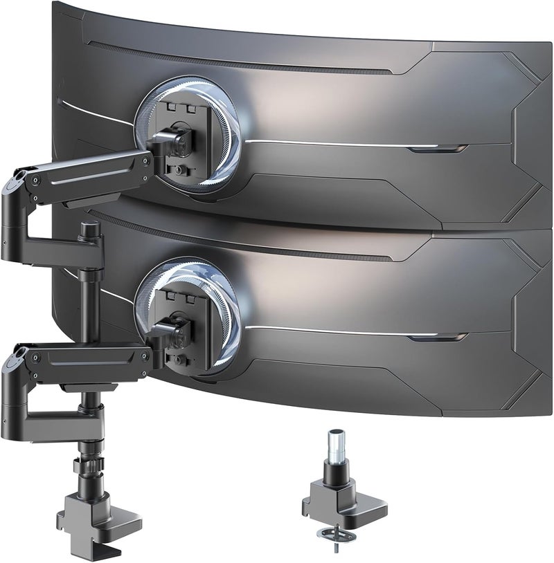 PUTORSEN Dual Monitor-Arm Heavy-Duty for 17-49-inch Screens - Premium Vertical Stacked Dual Monitor Arm Desk Mount for Ultrawide Screens up to 44lbs, Fully Adjustability, VESA 75/100 mm, Black - Image 1