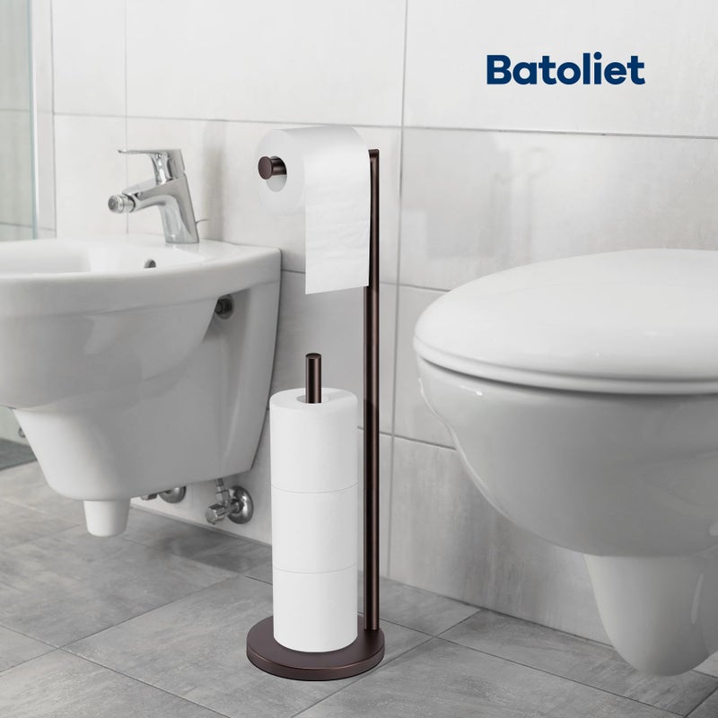Batoliet Toilet Paper Holder Stand,Toilet Paper Holder Free Standing,Bronze Toilet Paper Roll Holder for 4 Rolls,Toilet Paper Stand - Image 5