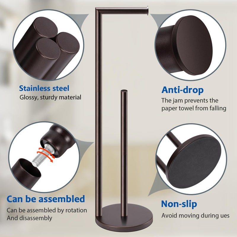 Batoliet Toilet Paper Holder Stand,Toilet Paper Holder Free Standing,Bronze Toilet Paper Roll Holder for 4 Rolls,Toilet Paper Stand - Image 3