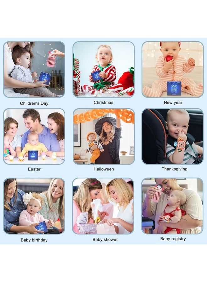 SSK Soft Baby Wrist Rattle Foot Finder Socks Set,Cotton and Plush Stuffed Infant Toys,Birthday Holiday Birth Present for Newborn Boy Girl 0/3/4/6/7/8/9/12/18 Months Kids Toddler,4 Cute Animals - Image 1