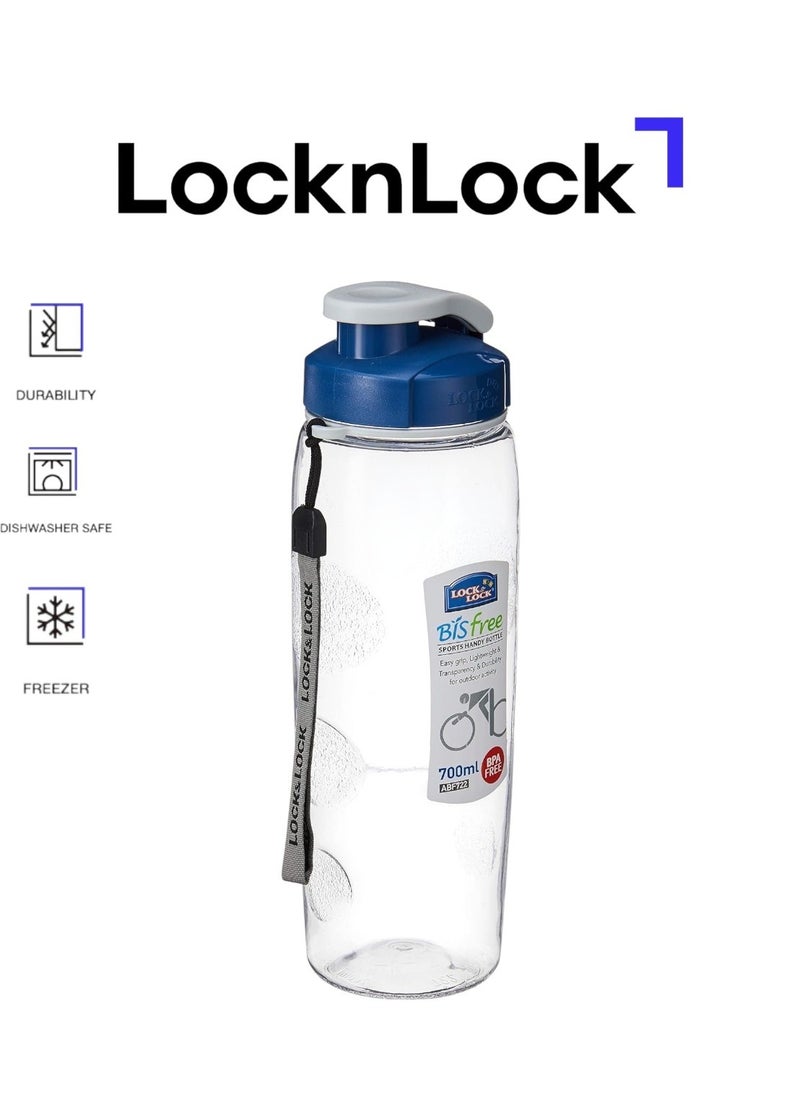 LOCK & LOCK LocknLock Blue Bis Free 700ml Sports Handy Bottle - Shatter-Proof, Easy Grip, and Portable with Sport Strap  - Image 1
