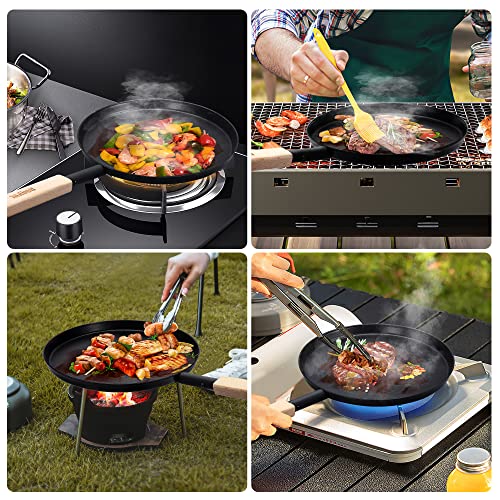 bodkar 8-inch Frying Pan Skillet Flat Crepe Pan, Lightweight Grill Pan with Wooden Handle for Camping Indoor Outdoor Cooking - Image 5