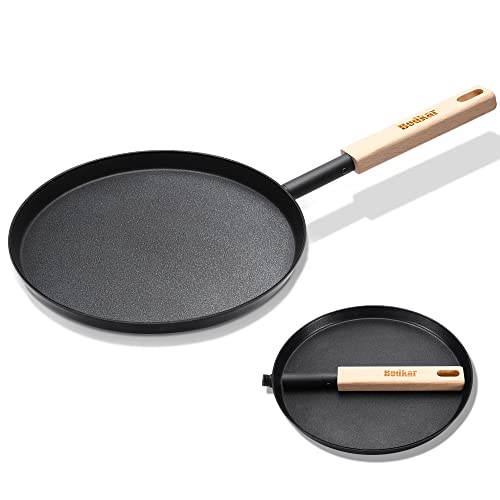 bodkar 8-inch Frying Pan Skillet Flat Crepe Pan, Lightweight Grill Pan with Wooden Handle for Camping Indoor Outdoor Cooking - Image 3