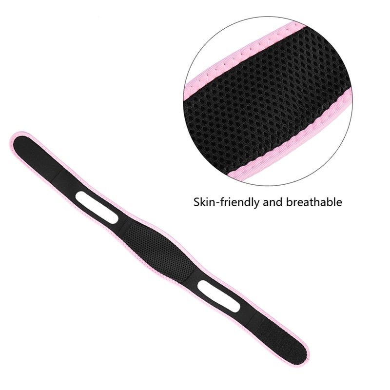 Man Women Adjustable Anti Snoring Belt Snore Stop Headband Chin Jaw Support Strap Pink - Image 5