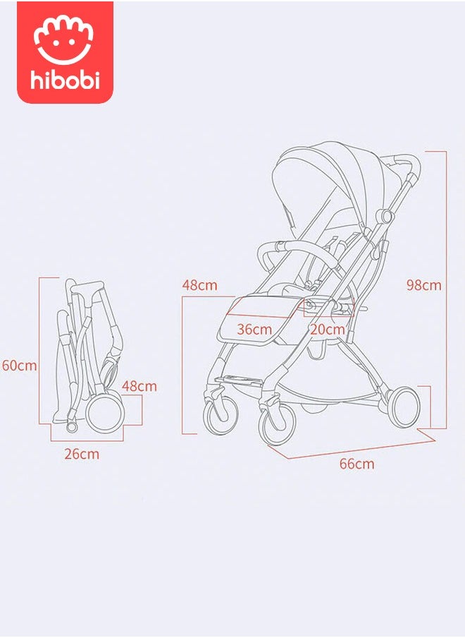 hibobi - Lightweight baby Stroller Travel Cabin for Airplane, One-Hand Folding Stroller, Adjustable Multi-Position seat Backrest - Black - Image 1