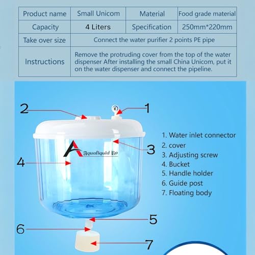 Aqualiquid Ro 4L Water Dispenser Plastic Jar with Float Valve, RO ABS Food Grade, Leakproof Water Bottle for Home & Office Use | Water Dispenser Pot, 4 Liter, Blue, White - Image 4