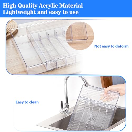 HOMEE Expandable Kitchen Drawer Organizer for Flatware & Utensils, Acrylic Cutlery Organizer, Desk Drawer Organizer - Image 4