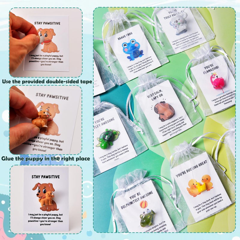 PAPPYN-A 50 Sets Employee Appreciation Gifts Bulk for Coworkers Team Staff Thank You Gifts Organza Bags Back to School Resin Animal Pun Inspirational Note Cards for Office Teacher Volunteer Nurse - Image 3