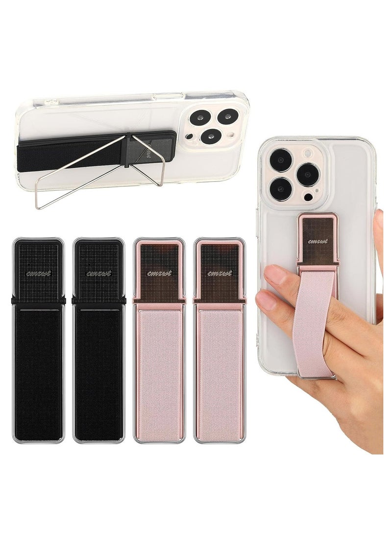 SYOSI 4 Pieces Strap Telescopic Phone Kickstand Elastic Finger Holer Hand Strap Adhesive Loop for Phone Grip with Stand Compatible with Most Smartphones - Image 1