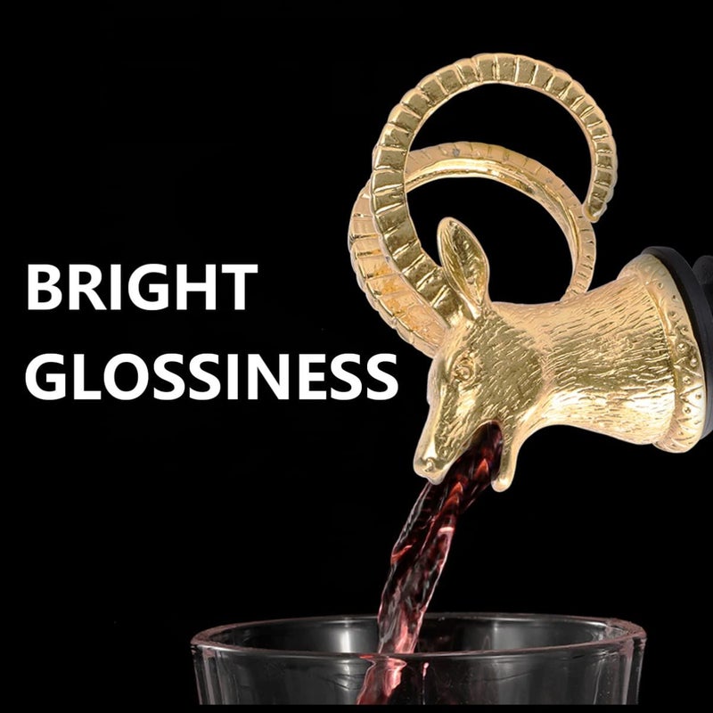Golden Antelope Head Wine Pourer Aerator Bottle Stopper Unique Design for Parties - Image 3