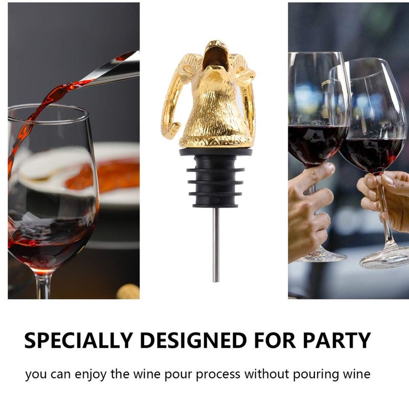 Golden Antelope Head Wine Pourer Aerator Bottle Stopper Unique Design for Parties - Image 5