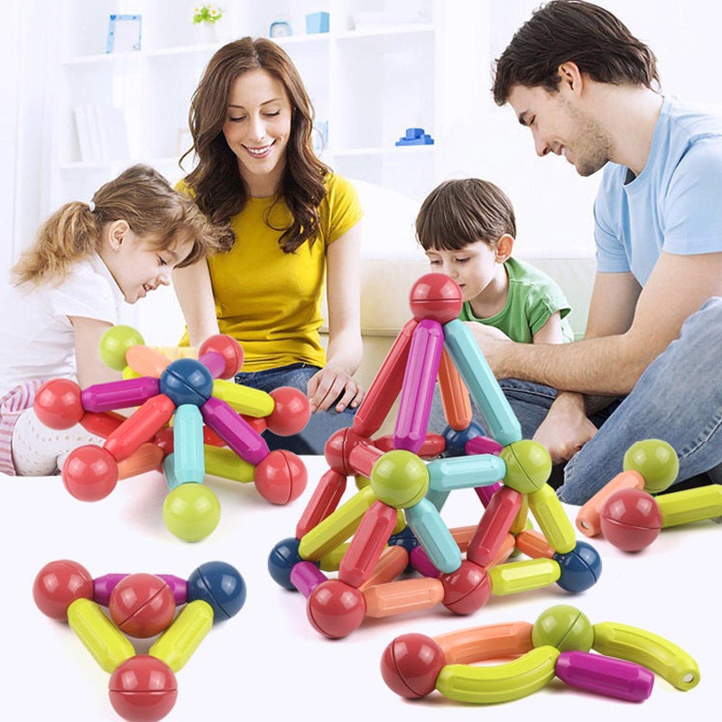 Nukied 42Pcs Magnetic Balls Building Set 12 Metal Balls 1-1/4 Inches 12 Long 12 Short 6 Bent Bars - High-Quality ABS Plastic Educational Toy for Kids - Image 3