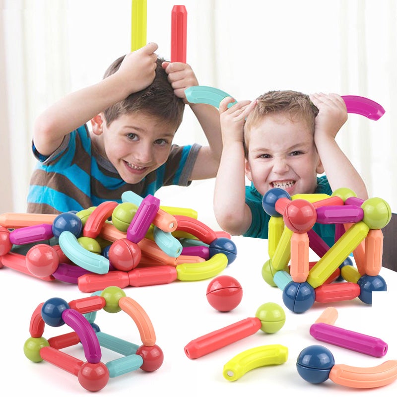 Nukied 42Pcs Magnetic Balls Building Set 12 Metal Balls 1-1/4 Inches 12 Long 12 Short 6 Bent Bars - High-Quality ABS Plastic Educational Toy for Kids - Image 4
