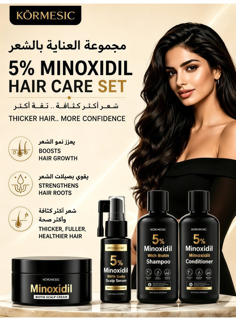 Kormesic شامبو وبلسم KORMESIC 5% مينوكسيديل 300 مل، كريم تدليك فروة الرأس 5% مينوكسيديل 100 جرام، ماء خلاصة فروة الرأس 5% مينوكسيديل 30 مل، مجموعة - Image 2